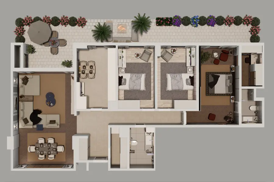 3+1 Teraslı Daire