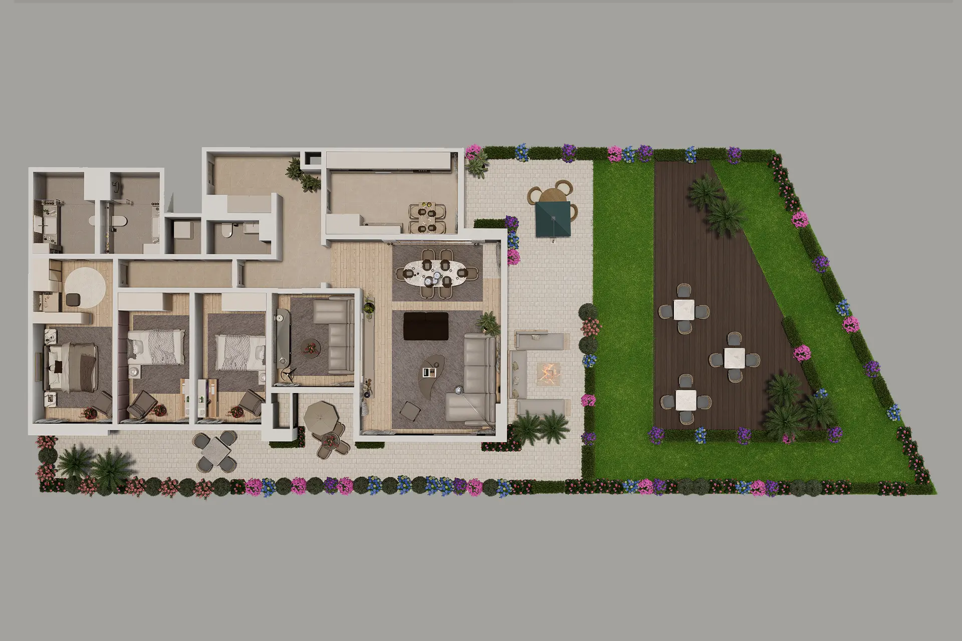 4+1  A1 Teraslı Daire plan görseli